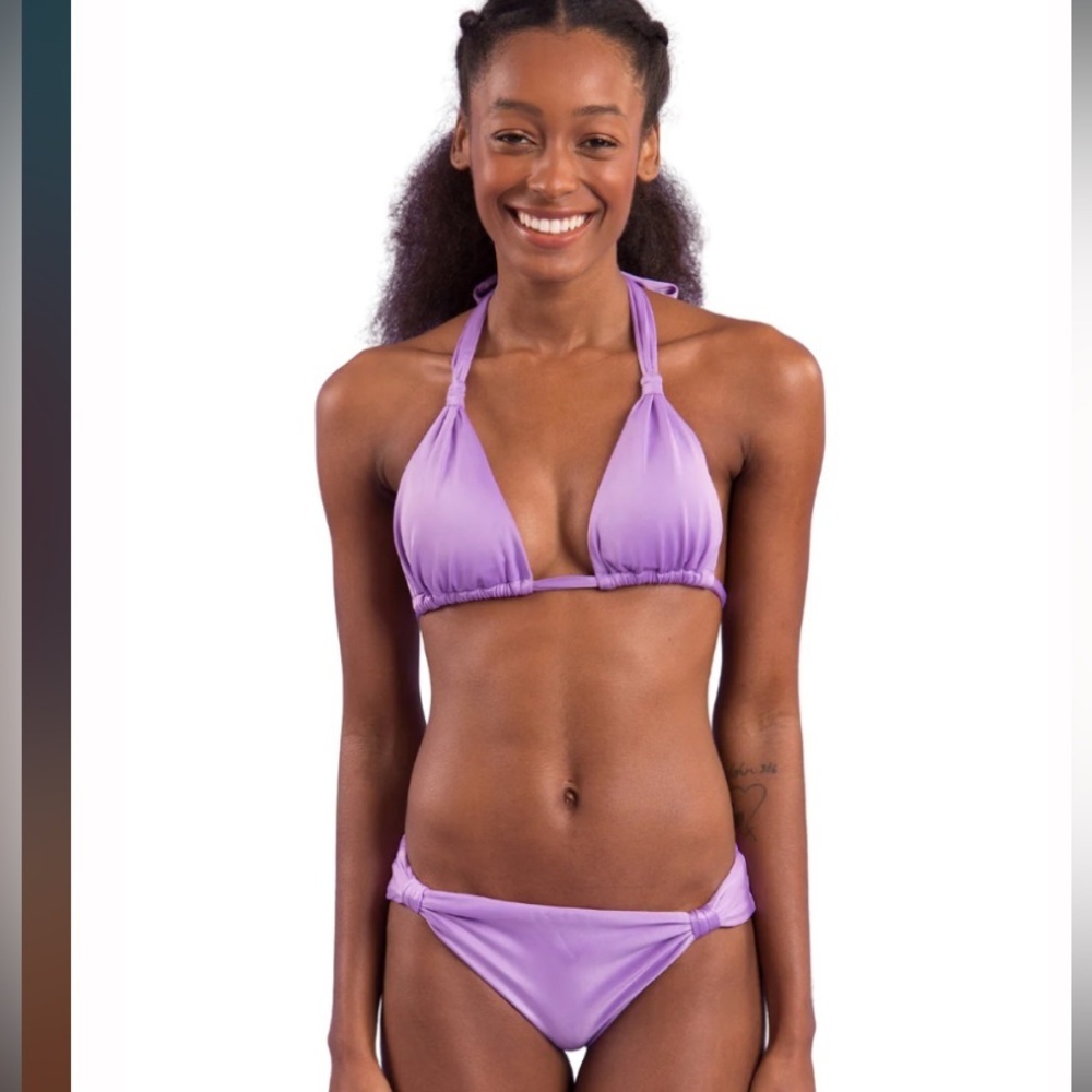 Rio de Sol orchid Mel Purple Brazilian Bikini cinched knit sexy Med beach shine